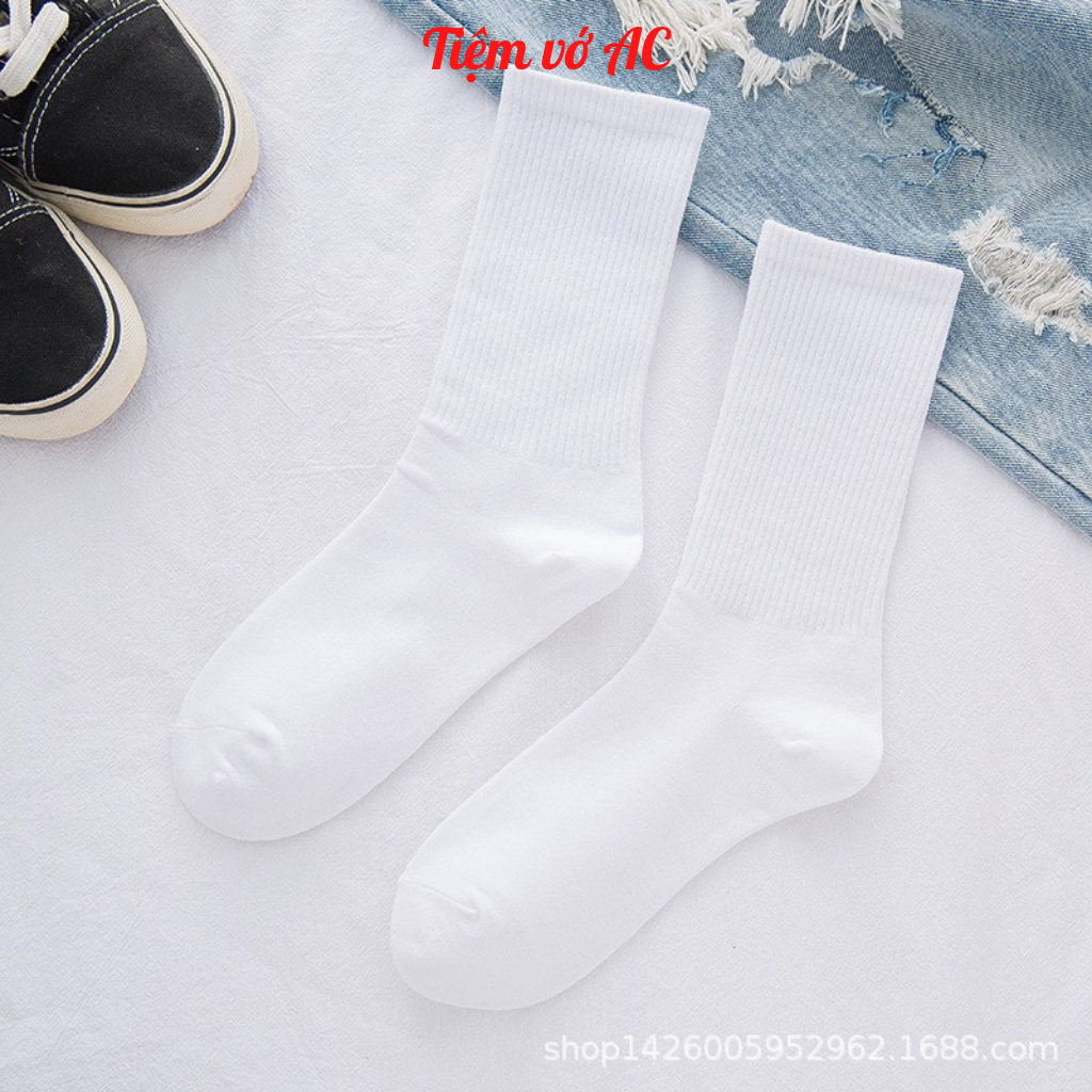 Tất nam nữ cổ cao 18cm sét 5 đôi 2 màu đen trắng T15