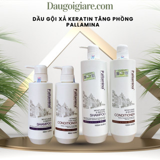 Dầu gội xả keratin PALLAMINA 1000ML * 2 phục hồi kiềm dầu phục hồi tóc khô xơ hư tổn hàng chuyên dùng cho salon