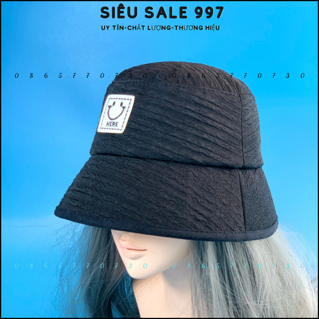 MŨ TAI BÈO HERE PHONG CÁCH CỤP CHẤT VẢI XOĂN NGANG THÊU LOGO VUÔNG THỜI TRANG 4 MÀU CAO CẤP