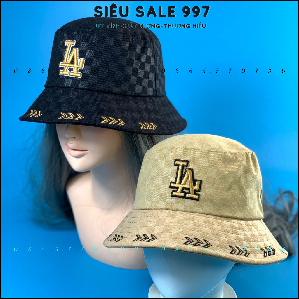 MŨ BUCKET L.A HỌA TIẾT CA RÔ FORM CỤP THÊU MŨI TÊN THỜI TRANG NHIỀU MÀU CAO CẤP