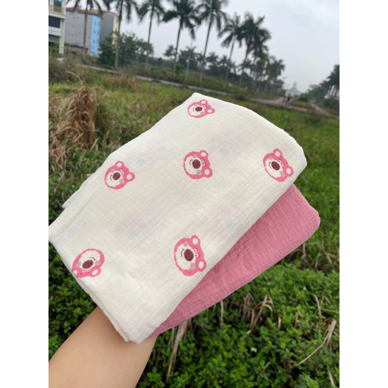 vải xô muslin 2 lớp cao cấp gấu dâu may quần áo và khăn mặt,khăn tắm cho bé