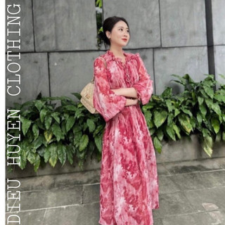[Hàng Sẵn] Đầm Voan Tay Dài 2 Màu Dáng Đầm Xoè Lớn Cổ Áo Thanh Lịch Mát Mẻ 2023 Retro Vintage Taobao