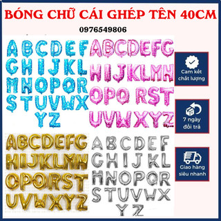 Bóng chữ cái trang trí sinh nhật, thôi nôi, đầy tháng bé trai bé gái 40cm