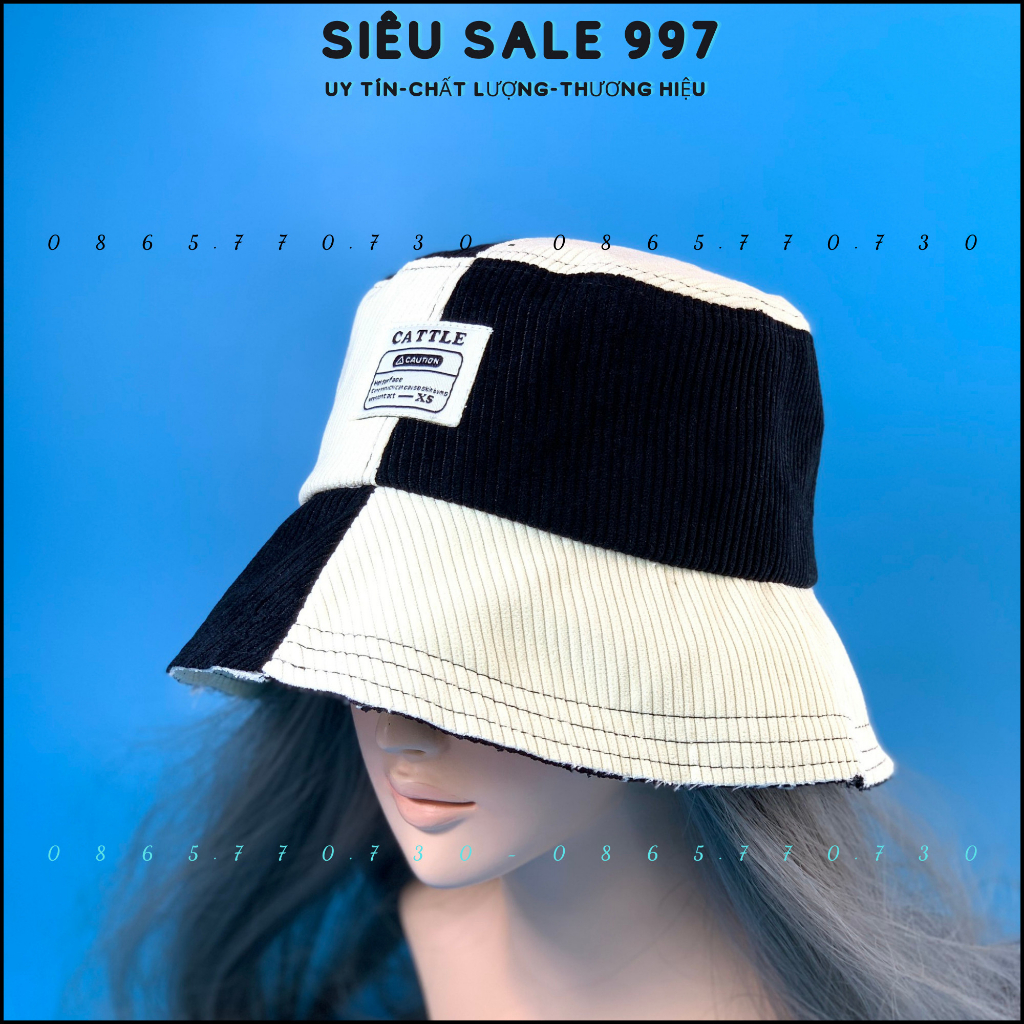MŨ BUCKET CA RÔ PHỐI MÀU LOGO VUÔNG CHẤT NỈ GÂN MẪU MỚI HOT CAO CẤP THỜI TRANG 3 MÀU