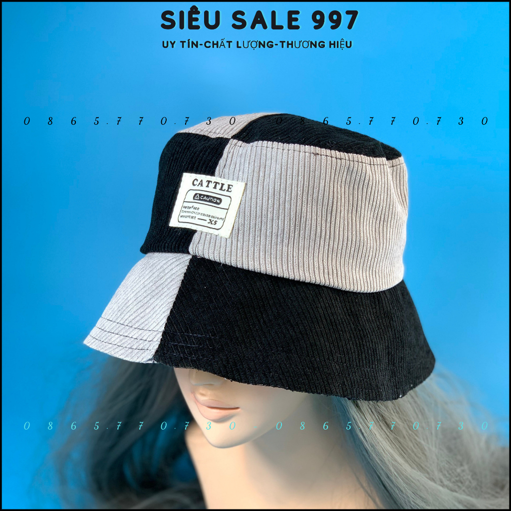 MŨ BUCKET CA RÔ PHỐI MÀU LOGO VUÔNG CHẤT NỈ GÂN MẪU MỚI HOT CAO CẤP THỜI TRANG 3 MÀU