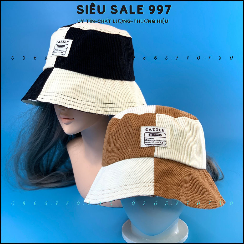 MŨ BUCKET CA RÔ PHỐI MÀU LOGO VUÔNG CHẤT NỈ GÂN MẪU MỚI HOT CAO CẤP THỜI TRANG 3 MÀU