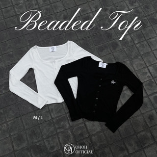 Áo thun croptop tay dài đính cườm OHOH (BEADED TOP)