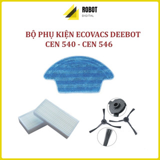 Bộ phụ kiện khăn, giẻ, chổi cạnh, lọc bụi, robot hút bụi ecovacs deebot cen 540, cen 546