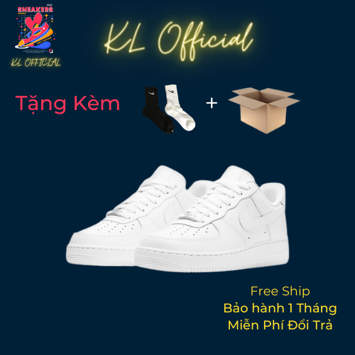 Giày Af1 Trắng Giày Sneaker Nam Nữ Af1 Full Trắng Đầy Đủ Phụ Kiện Giày Af1 Full Trắng