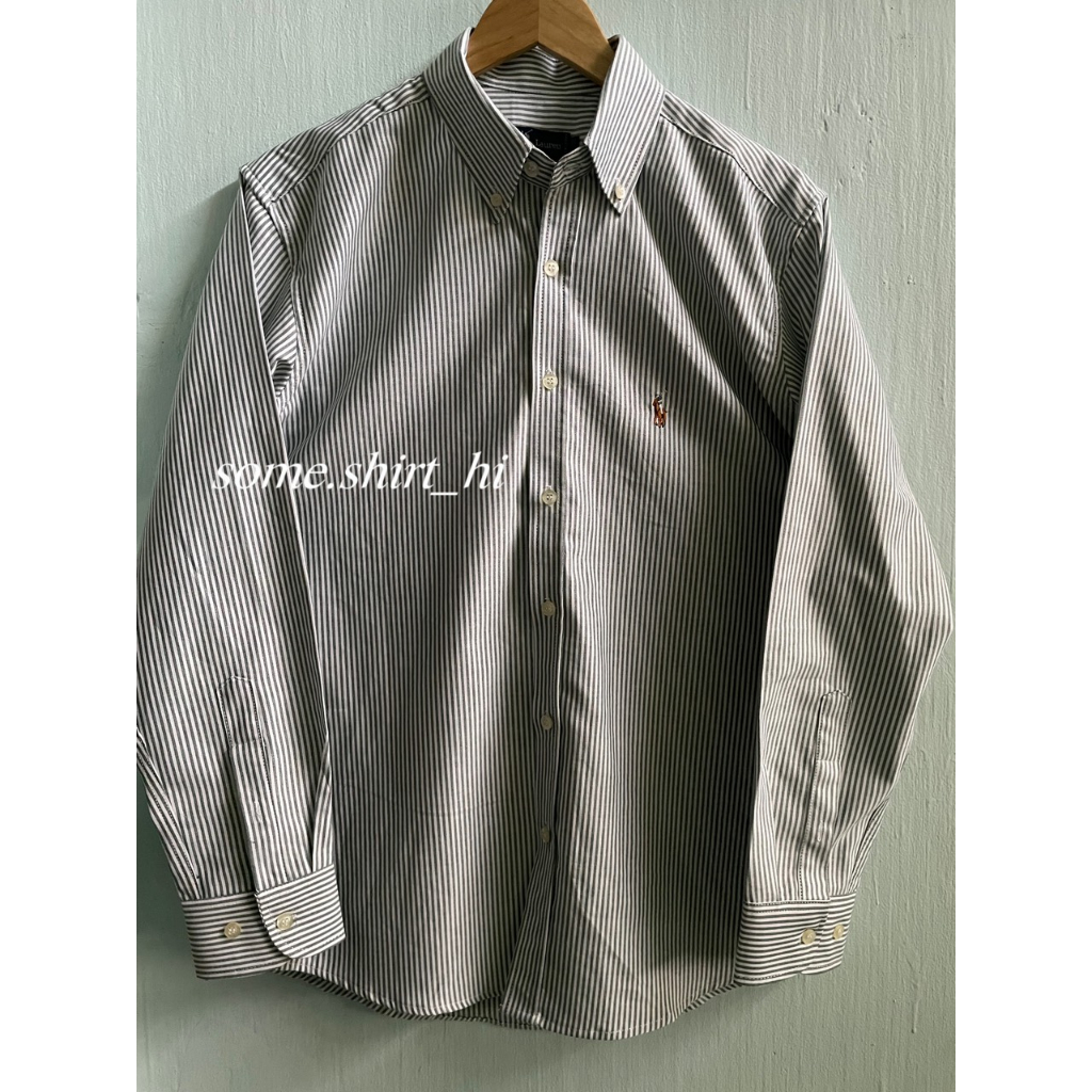 ÁO SƠMI NAM VẢI OXFORD 100% COTTON, TAY DÀI, DÁNG PHONG CÁCH CHÂU ÂU, MÀU XANH SỌC XANH LÁ ĐẬM