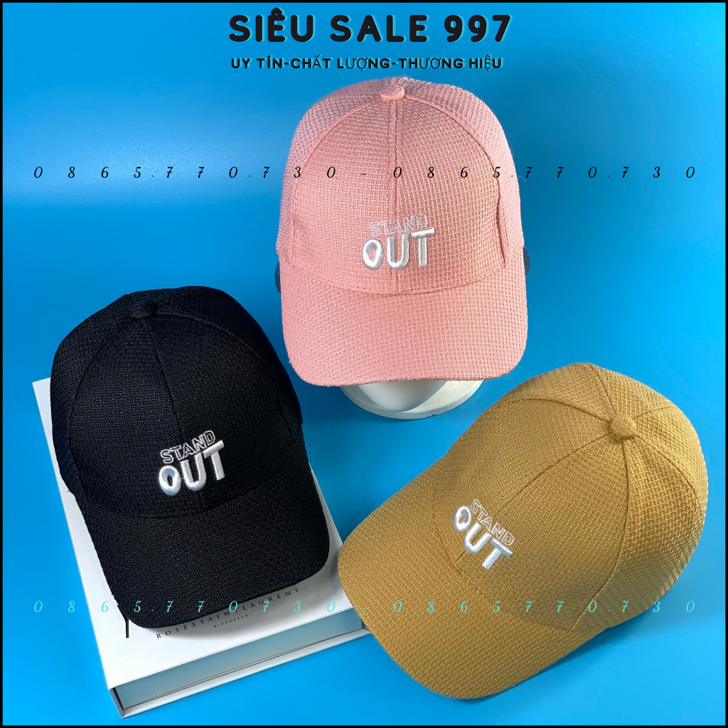 MŨ LƯỠI TRAI VẢI NỈ XOĂN THÊU CHỮ STAND OUT NHIỀU MÀU THỜI TRANG CAO CẤP RẺ DẸP