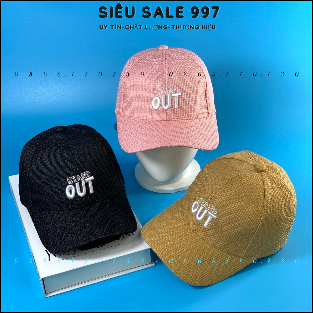 MŨ LƯỠI TRAI VẢI NỈ XOĂN THÊU CHỮ STAND OUT NHIỀU MÀU THỜI TRANG CAO CẤP RẺ DẸP