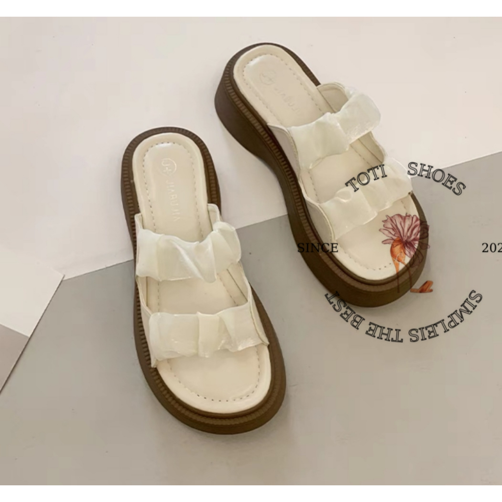 SANDAL XUỒNG TOTIIE STORE - GIÀY THỜI TRANG HAI QUAI NGANG NHÚM BÈO PHONG CÁCH HIỆN ĐẠI ĐẾ ĐỘN S2301010