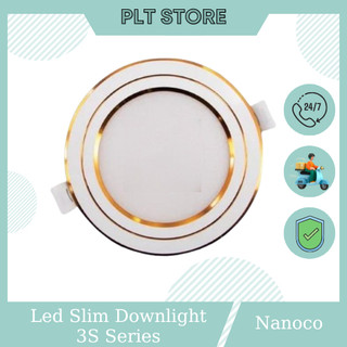 Đèn led downlight 3s seri viền vàng ndl - 9w, 12w nanoco ánh sáng 3000k, 4000k, 6500k, đổi 3 màu