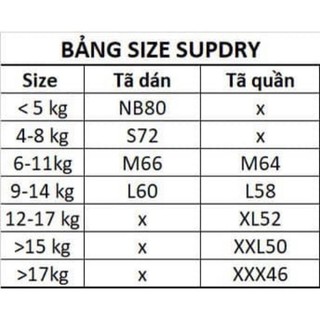 BỈM SUPDRY DÁN/QUẦN (ĐỦ SIZE)