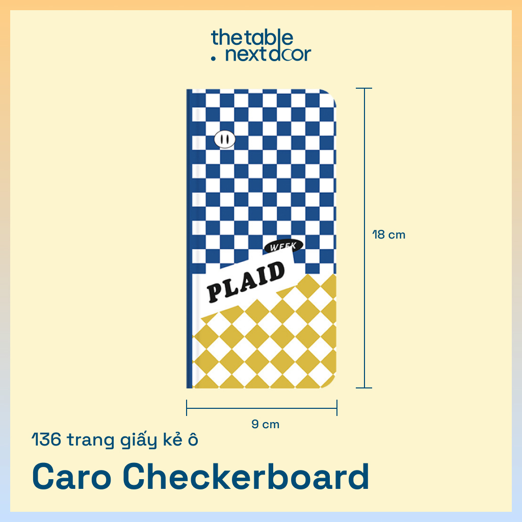 Sổ caro sổ tay ghi chép học tập công việc 136 trang bìa caro checkerboard the table nextdoor