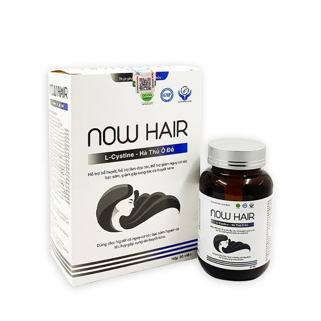Now Hair, Hà Thủ Ô Đỏ hỗ trợ giảm xơ rối gãy rụng làm đen cải thiện tóc bạc sớm giúp mọc tóc nhanh