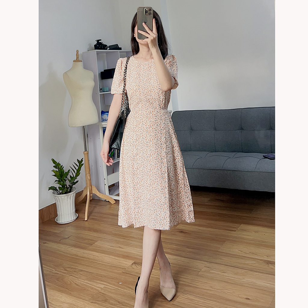 Đầm váy nữ hoa nhí, dáng xoè đẹp nhẹ nhàng, đơn giản, ngọt ngào, sang chảnh RD037
