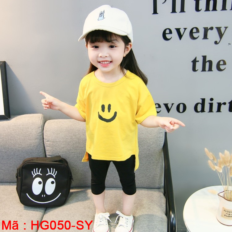 Bộ bé gái mặt cười 6 màu mùa hè thoáng mát - HG050