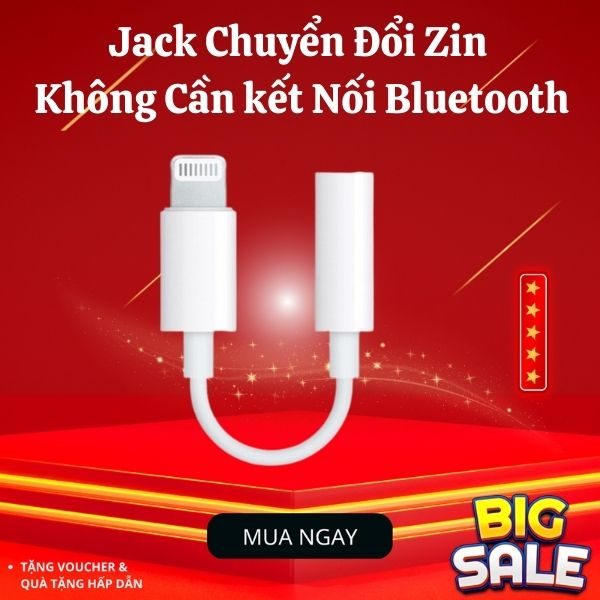 Jack Chuyển Đổi Tai Nghe Cho iP Zin Theo Máy Không Cần Kết Nối Bluetooth - Cổng Chuyển Đổi Tai Nghe Chân Lightning