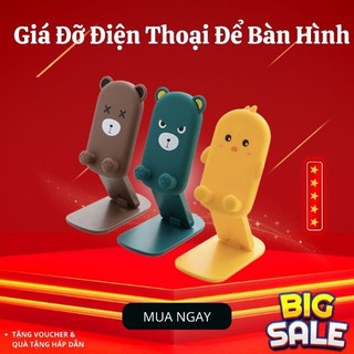 Giá đỡ điện thoại để bàn hình gấu gấp gọn tiện lợi - đỡ điện thoại cute
