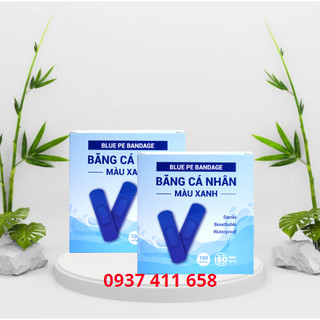 Hộp 100 Miếng Băng Cá Nhân Màu Xanh- Không Thấm Nước, Chuyên Dùng Ngành Hàng Không