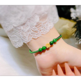Vòng tay sen vàng tết dây mix đá