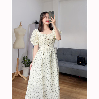 Đầm hoa cổ vuông babydoll dễ thương LRD005