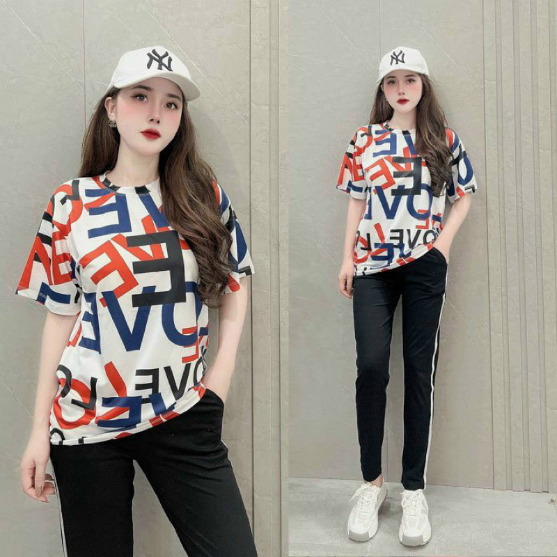sét bộ thun quần dài cotton phối 3D