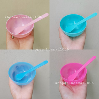 Combo 50 bộ trộn mặt nạ 2 món: chén nhựa+que quét mask đắp mặt nạ