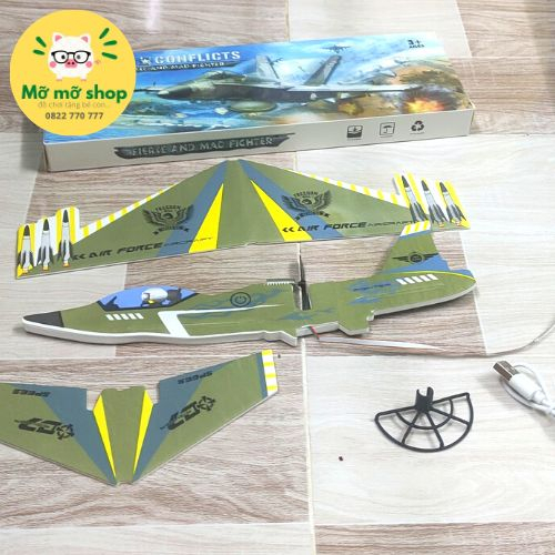 Máy bay lắp ghép bay giấy bay bằng động cơ, có dây sạc, bay lượn vòng siêu cao, siêu đẹp - Đồ Chơi Nhà Mỡ