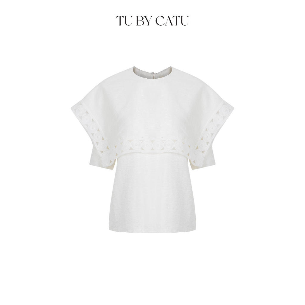 TUBYCATU | Áo kiểu Juhi White Top viền ren màu trắng