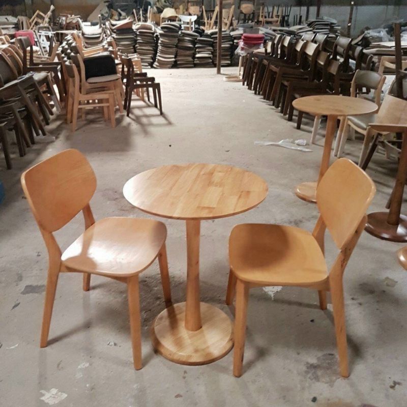 Bàn cafe chân gỗ đế tròn
