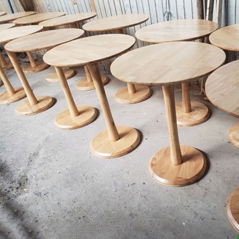 Bàn cafe chân gỗ đế tròn