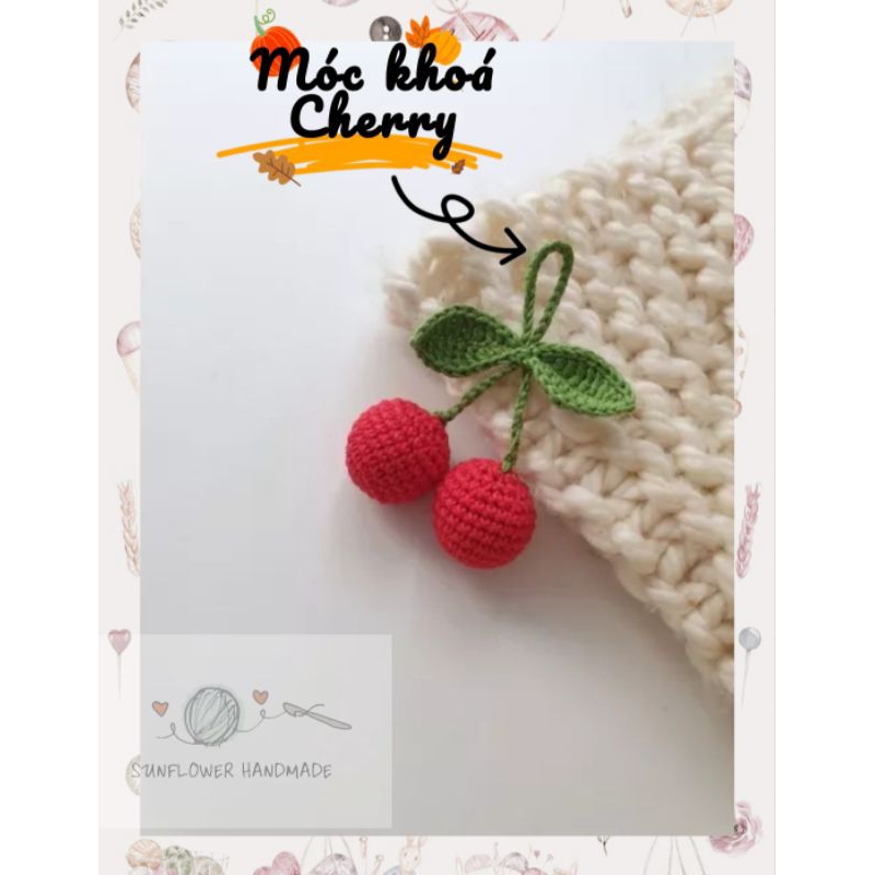 Móc treo khoá quả Cherry bằng len