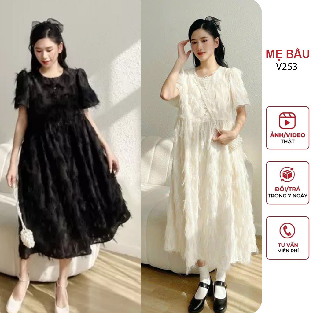 ĐẦM BẦU DỰ TIỆC TIỂU THƯ HÀNG THIẾT KẾ CHẤT VOAN LÔNG DÁNG SUÔNG SANG CHẢNH - VÁY BẦU CÔNG SỞ MÙA HÈ ĐẸP
