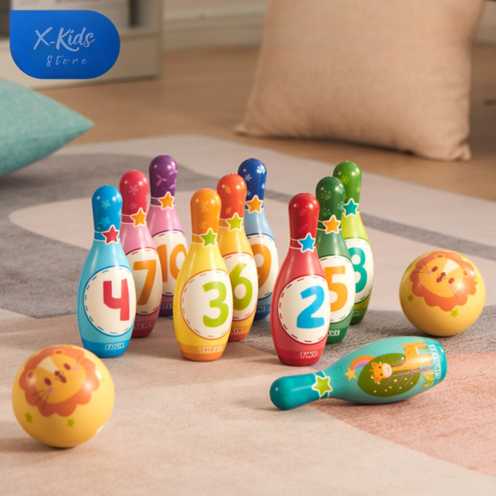 ✨Bộ đồ chơi bowling PU cotton mềm mại cỡ lớn, đồ chơi thể thao, đồ chơi vận động trong nhà & ngoài trời - Xkid