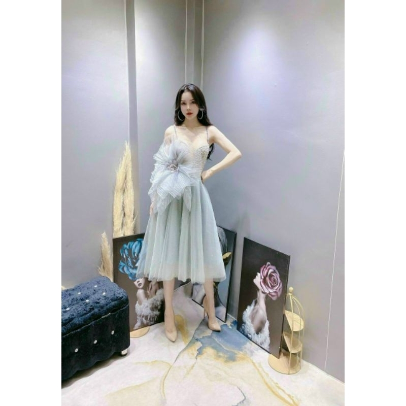 ĐẦM XÒE ĐÍNH HOA EO KẾT ĐÁ