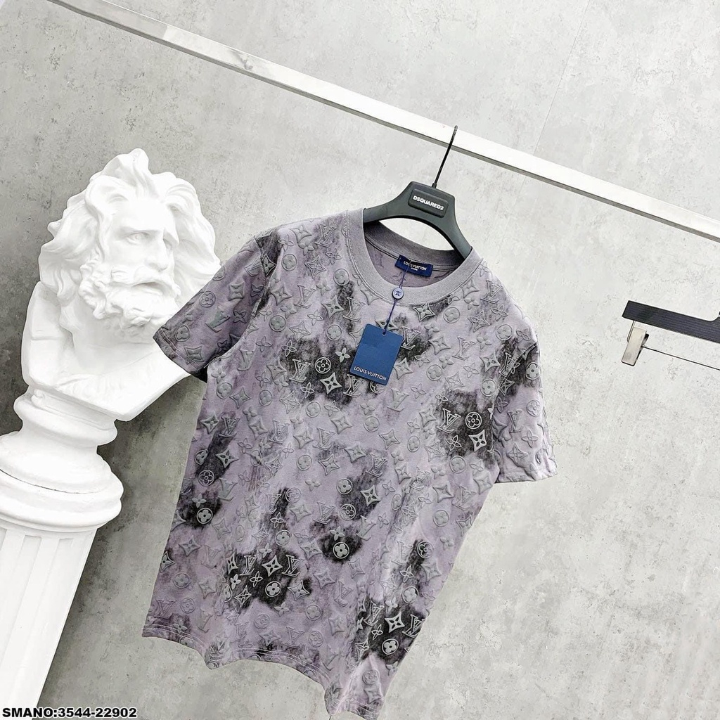 Áo Thun VL in Loang Logo chìm chất cotton mềm mịn dáng rộng Nam Nữ