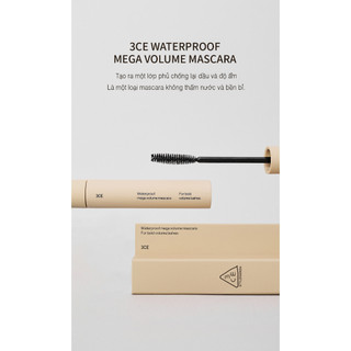 3CE - Chuốt mi Waterproof Mega Volume Mascara (Black)