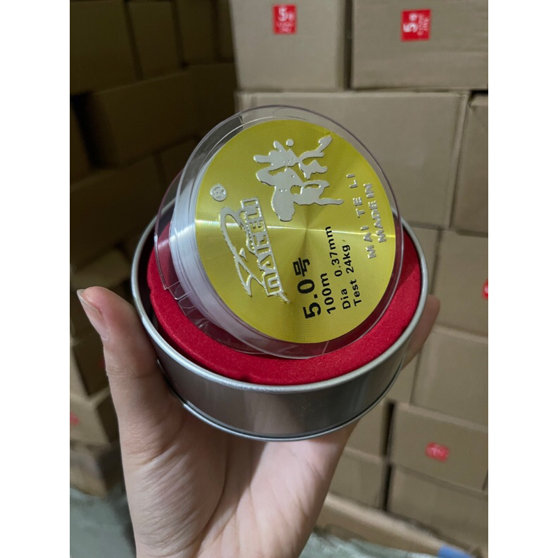cước câu cá. cước hộp sắt 100m