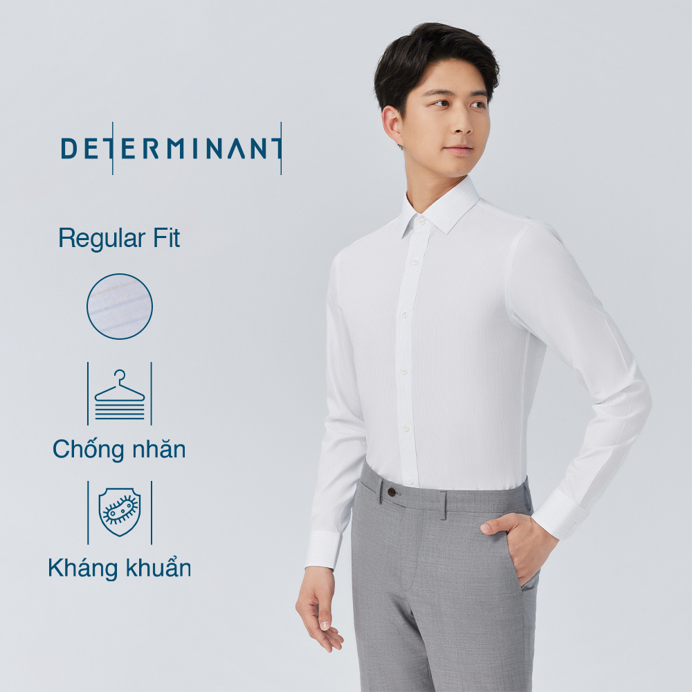 Áo sơ mi nam tay dài Cotton chống nhăn kháng khuẩn thương hiệu Determinant - màu Trắng [301]