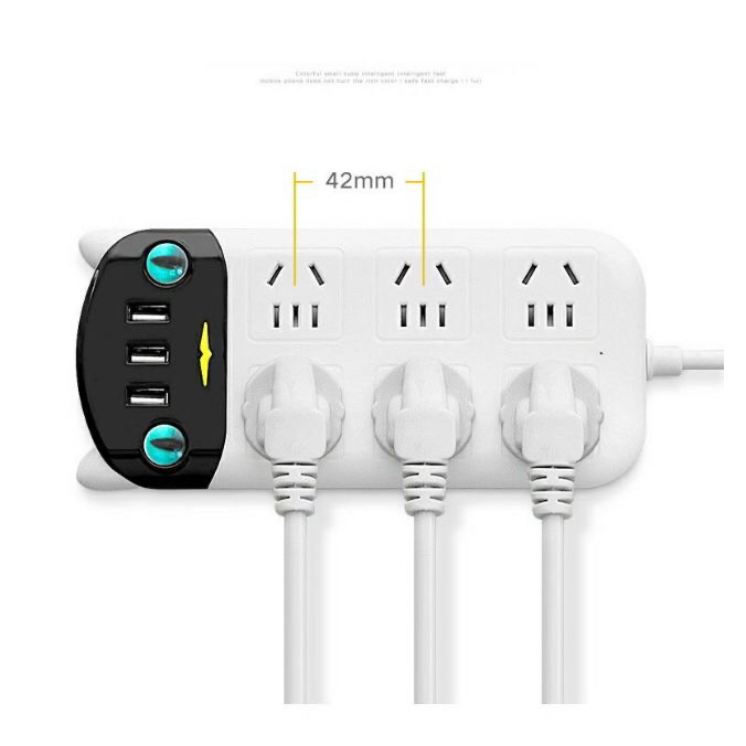 Ổ điện thông minh đa năng tai mèo 2500W có cổng sạc usb dán tường 1.8m giá để điện thoại chống giật chịu nhiệt DALOI