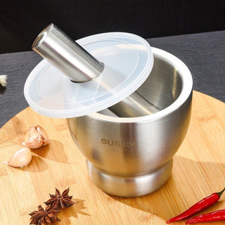 Bộ chày cối giã tay inox 304 nguyên khối có nắp đậy