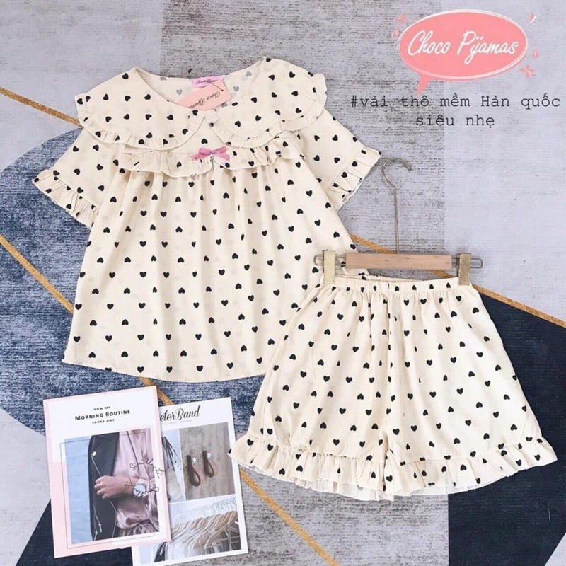 Bộ bầu đùi babydoll cổ bèo kẻ caro cực trẻ trung xinh xắn, chất đũi kẻ cao cấp mềm nhẹ mát- B06