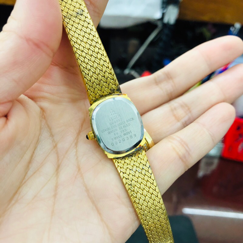 Đồng hồ nữ si nhật dáng dây lụa hiệu Elgin, dây khoá zin, máy nhật