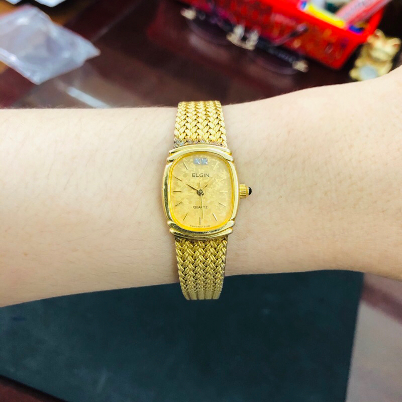 Đồng hồ nữ si nhật dáng dây lụa hiệu Elgin, dây khoá zin, máy nhật