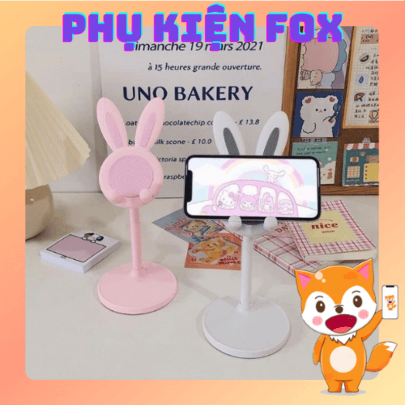 Giá Đỡ Điện Thoại Hình Tai Thỏ,Kệ Để Điện Thoại Tuỳ Chỉnh Độ Cao Siêu Cute