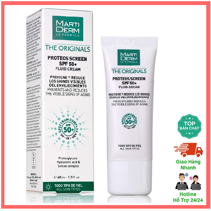 Kem Chống Nắng MartiDerm The Originals Proteos Screen SPF50+ Phổ Rộng Toàn Diện Cho Mọi Loại Da 40ml