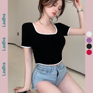 Áo cổ U CROPTOP PHỐI VIỀN Đ,T
